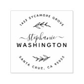 Tampon Auto-encreur Élégant Script & Branches Rustiques Adresse de ret (Design)