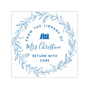 Tampon Auto-encreur Élégant script de bibliothèque botanique timbre li