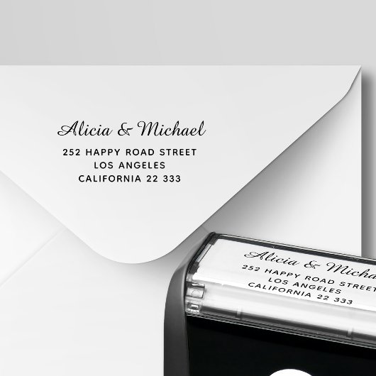 Tampon Auto-encreur Élégant script de calligraphie mariage adresse de 