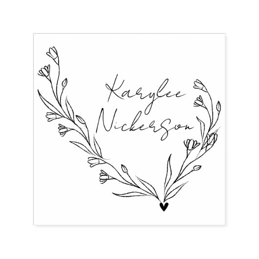 Tampon Auto-encreur Élégant script doodle floral (Design)
