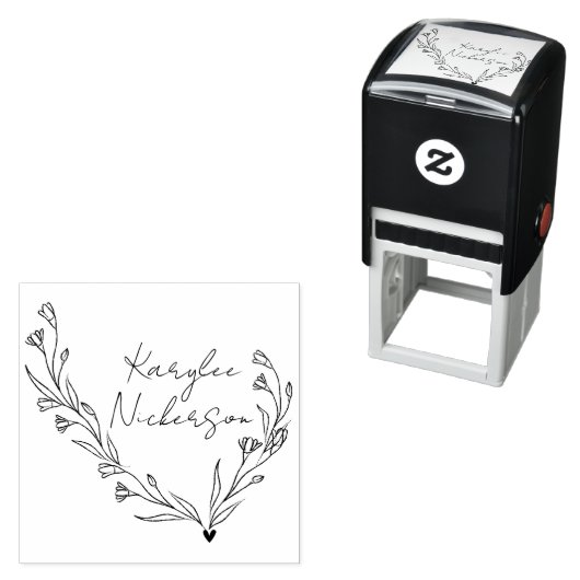 Tampon Auto-encreur Élégant script floral Doodle (En situation)