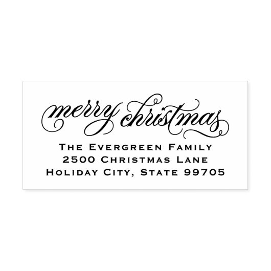 Tampon Auto-encreur Élégant Script Joyeux Noël Adresse de retour (Design)
