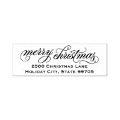 Tampon Auto-encreur Élégant Script Joyeux Noël Adresse de retour (Design)