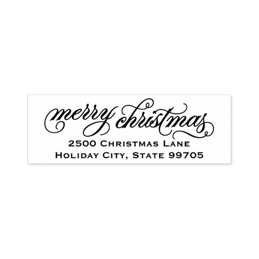 Tampon Auto-encreur Élégant Script Joyeux Noël Adresse de retour (Design)