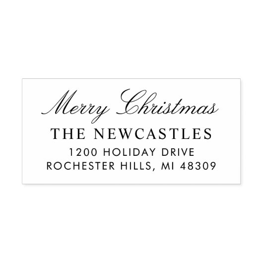 Tampon Auto-encreur Élégant Script Joyeux Noël Adresse de retour (Design)