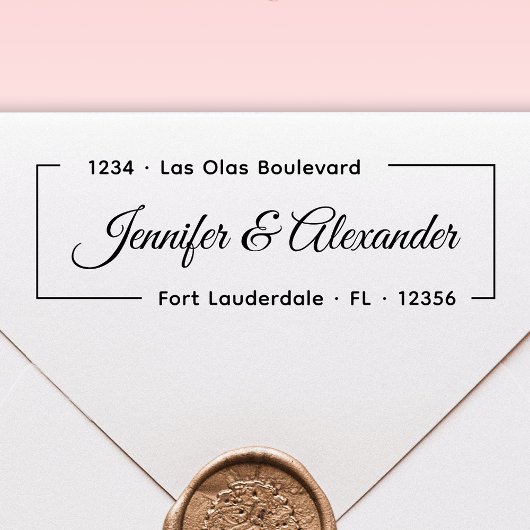 Tampon Auto-encreur Élégant Script Moderne Mariage Adresse de retour