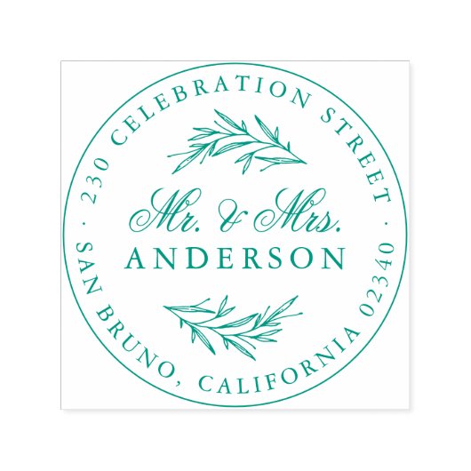 Tampon Auto-encreur Élégant Script Mr. & Mme Newlyhed Adresse de retou (Design)