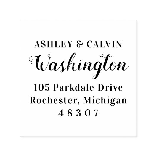 Tampon Auto-encreur Élégant Script Nom Monogramme Adresse de retour (Design)