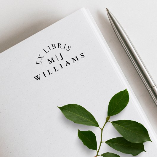 Tampon Auto-encreur Élégant Simple Ex Libris Personnalisé Nom Initiale
