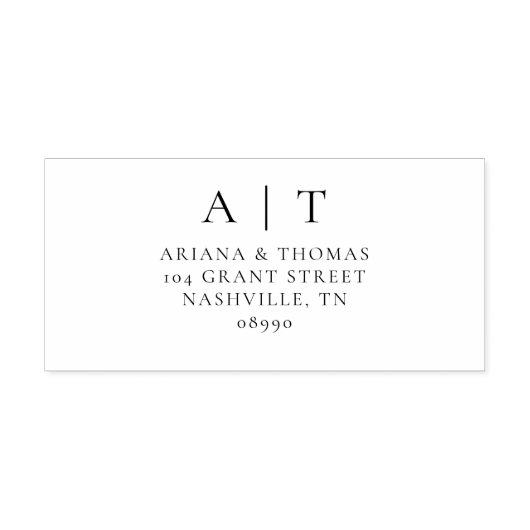 Tampon Auto-encreur Élégant simple Monogramme Mariage Adresse de retou (Design)