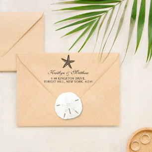 Tampon Auto-encreur Elégant Starfish Beach Wedding Adresse de retour