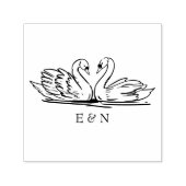 Tampon Auto-encreur Élégant Swan Couple Mariage Monogramme (Design)