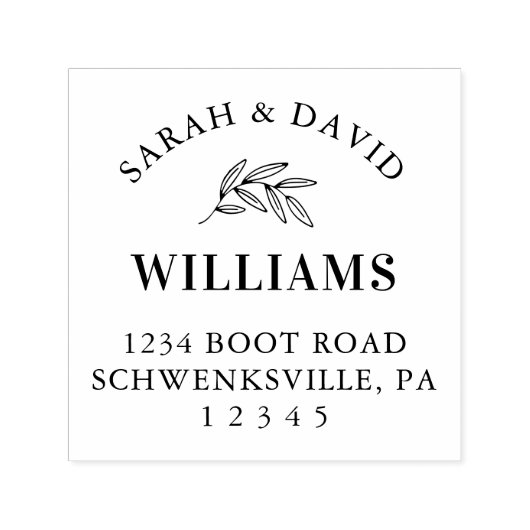 Tampon Auto-encreur Élégant Timbre D'Adresse De Retour Avec Branche (Design)