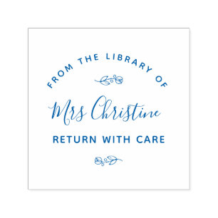 Tampon Auto-encreur Élégant timbre-livre de bibliothèque botanique