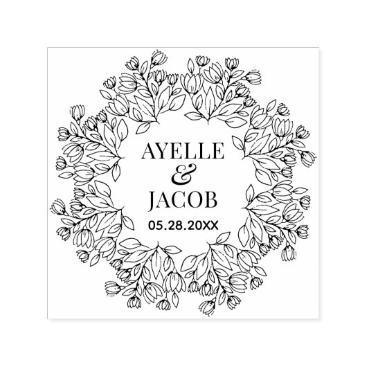 Tampon Auto-encreur Élégant Timbre pour mariage en caoutchouc de monog (Design)