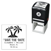 Tampon Auto-encreur Elegant Tropical Palm Trees Wedding Save the Date (En situation)