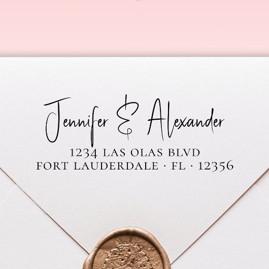 Tampon Auto-encreur Élégante Calligraphie Script Mariage Adresse de re