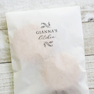 Tampon Auto-encreur Élégante Cuisine Botanique Personnalisée Vert