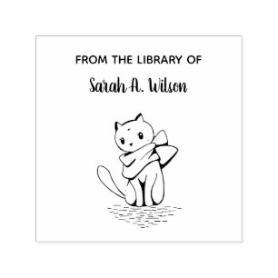 Tampon Auto-encreur Élégante Écharpe de chat de la bibliothèque person