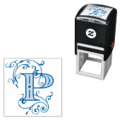 Tampon Auto-encreur Élégante lettre victorienne P Monogramme initial (En situation)