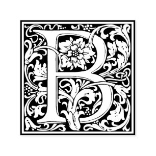 Tampon Auto-encreur Élégante lettre Vintage florale B Monogramme