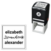 Tampon Auto-encreur Élégante mariée Groom Noms Typographie Mariage #3F (En situation)