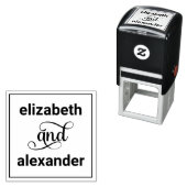 Tampon Auto-encreur Élégante mariée Groom Noms Typographie Mariage #4F (En situation)