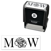 Tampon Auto-encreur Elégante Peony Flower 2 Initial Mariage Couple (En situation)