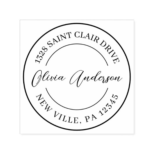 Tampon Auto-encreur Élégante signature circulaire simple Adresse (Design)