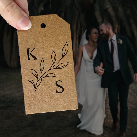 Tampon Auto-encreur Élégante verdure Floral Mariage Logo Monogramme