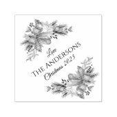 Tampon Auto-encreur Élégantes fleurs Joyeux Noël 2023 (Design)