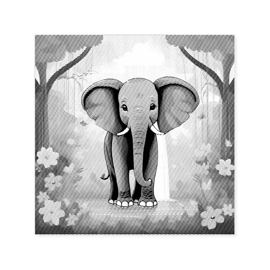 Tampon Auto-encreur Eléphant Bébé Bleu Whimsical, (Design)