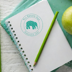 Tampon Auto-encreur Eléphant Cute Enseignants Personnalisés Bien Fait