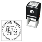 Tampon Auto-encreur Elephant Line Art #2 Round Name Adresse de retour (En situation)