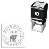 Tampon Auto-encreur Elephant Silhouette Library Book Name Initials (En situation)