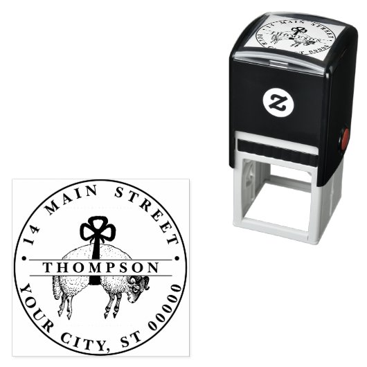 Tampon Auto-encreur Emblème héraldique en laiton de bélier berceau (En situation)