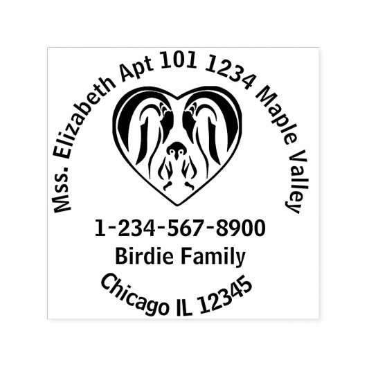 Tampon Auto-encreur Empereur Penguin Family Love Heart Adresse de reto (Design)