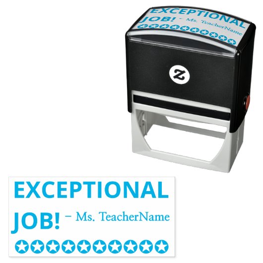 Tampon Auto-encreur "EMPLOI EXCEPTIONNEL !" + Nom de l'instructeur Tim (En situation)