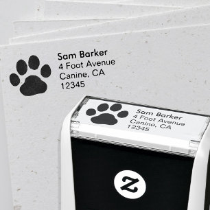 Tampon Auto-encreur Empreinte de patte animal Adresse de retour Chien