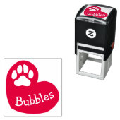 Tampon Auto-encreur Empreinte de patte de coeur Nom de l'animal Signat (En situation)