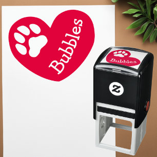 Tampon Auto-encreur Empreinte de patte de coeur Nom de l'animal Signat