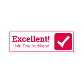 Tampon Auto-encreur Encouragement "Excellent!" + Nom de l'enseignant p (Design)