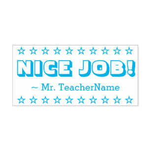 Tampon Auto-encreur Encouragement "JOB NICE !" + Nom de l'enseignant p