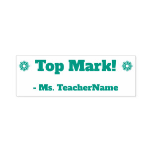 Tampon Auto-encreur Encouragement "Top Mark !" + Nom de l'enseignant p