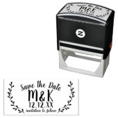 Tampon Auto-encreur Enregistrer la date Mariage Laurel Wreath (En situation)