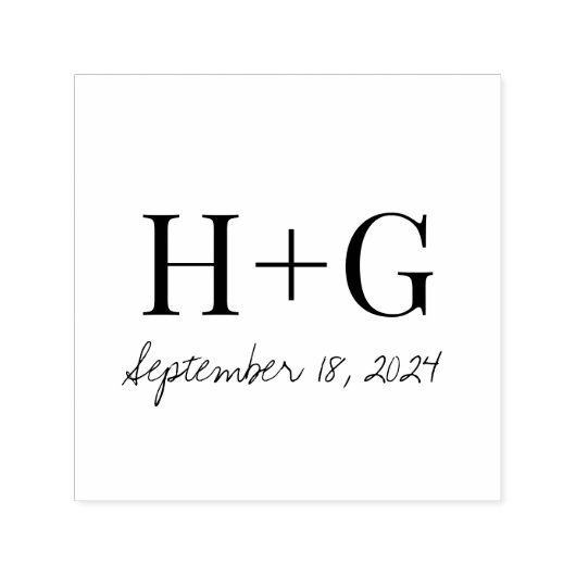 Tampon Auto-encreur Enregistrer la date simple Monogramme (Design)