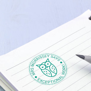 Tampon Auto-encreur Enseignants de Chouette de travail exceptionnel Pe