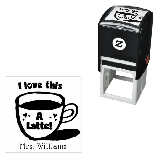 Tampon Auto-encreur Enseignants Stamp Inspirationnel J'Aime Ça Un Latt (En situation)