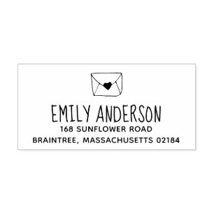 Tampon Auto-encreur Enveloppe de lettre d'amour avec coeur scellé