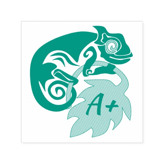 Tampon Auto-encreur Escalade Whimsical Chameleon sur houblon Monogram  (Design)